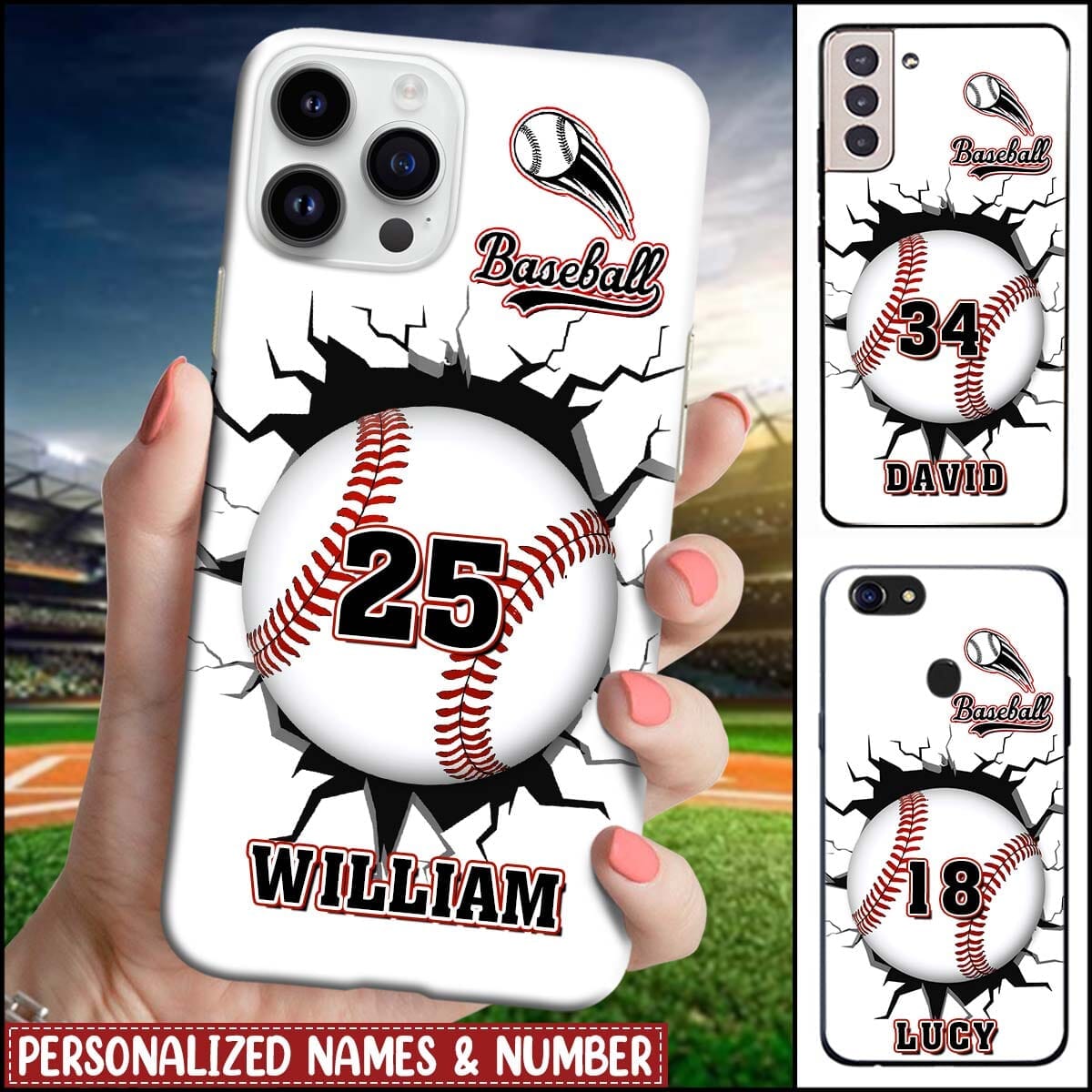 Crack Baseball, Love Baseball Personalized Phone Case