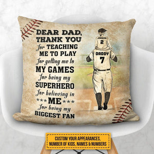 Personalized Baseball Dad And Child Thank You Custom Child Custom Pillowcase