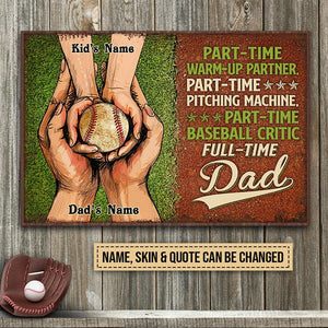 Personalized Baseball Dad Hands Holding Custom Poster