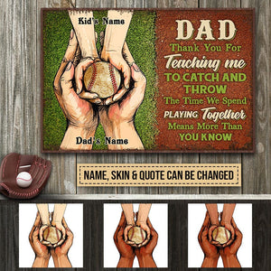 Personalized Baseball Dad Hands Holding Custom Poster