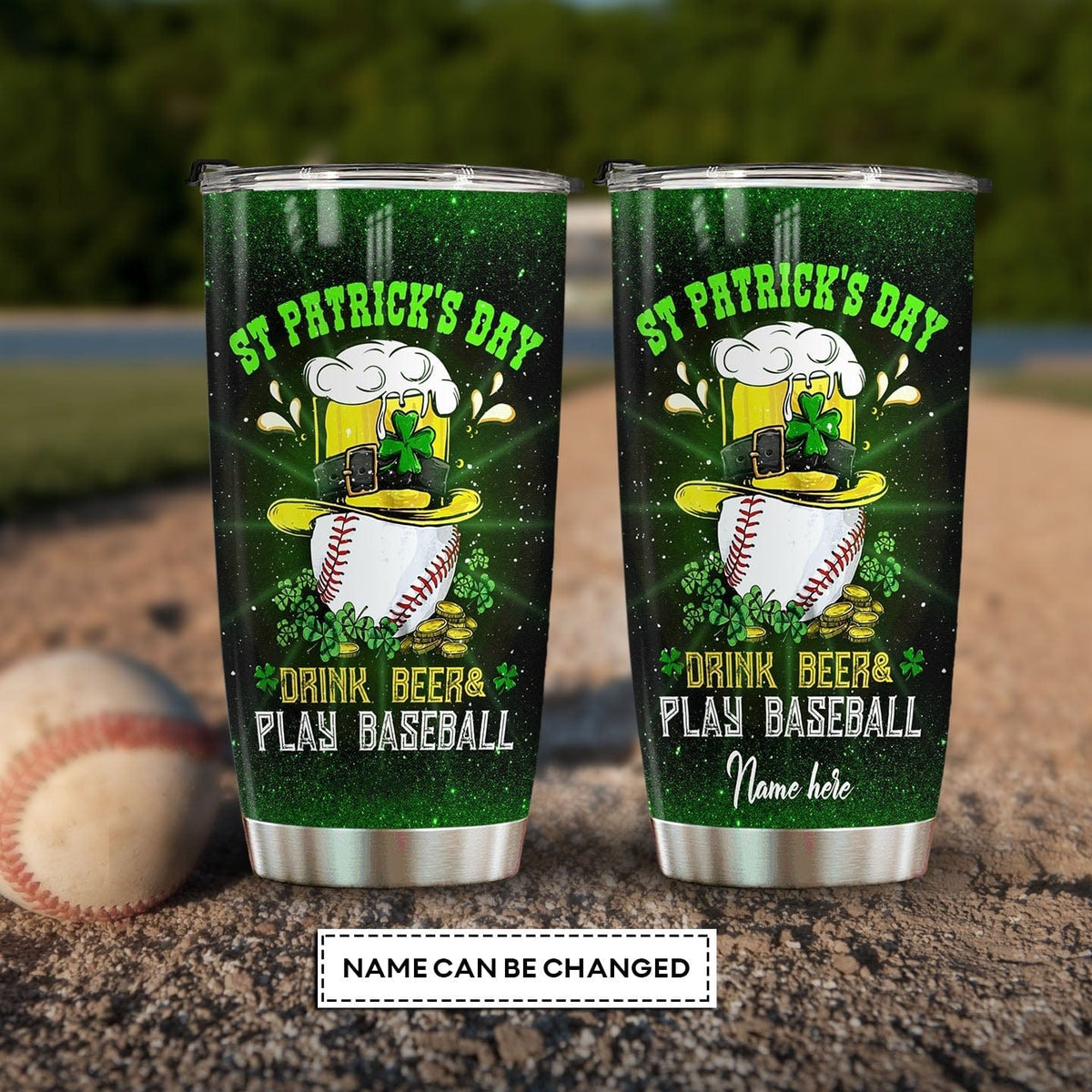 Personalized Beer Baseball St Patrick Tumbler
