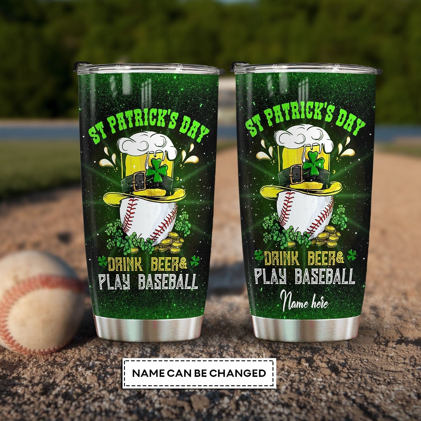 Personalized Beer Baseball St Patrick Tumbler