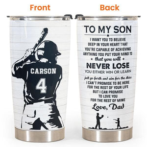 To My Son -Love Baseball Player Personalized Tumbler Cup - Gift For Son