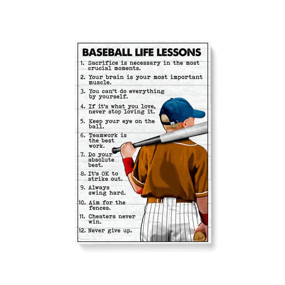 Custom Personalized Baseball Life Lessons Poster - gift for grandson, gift for son