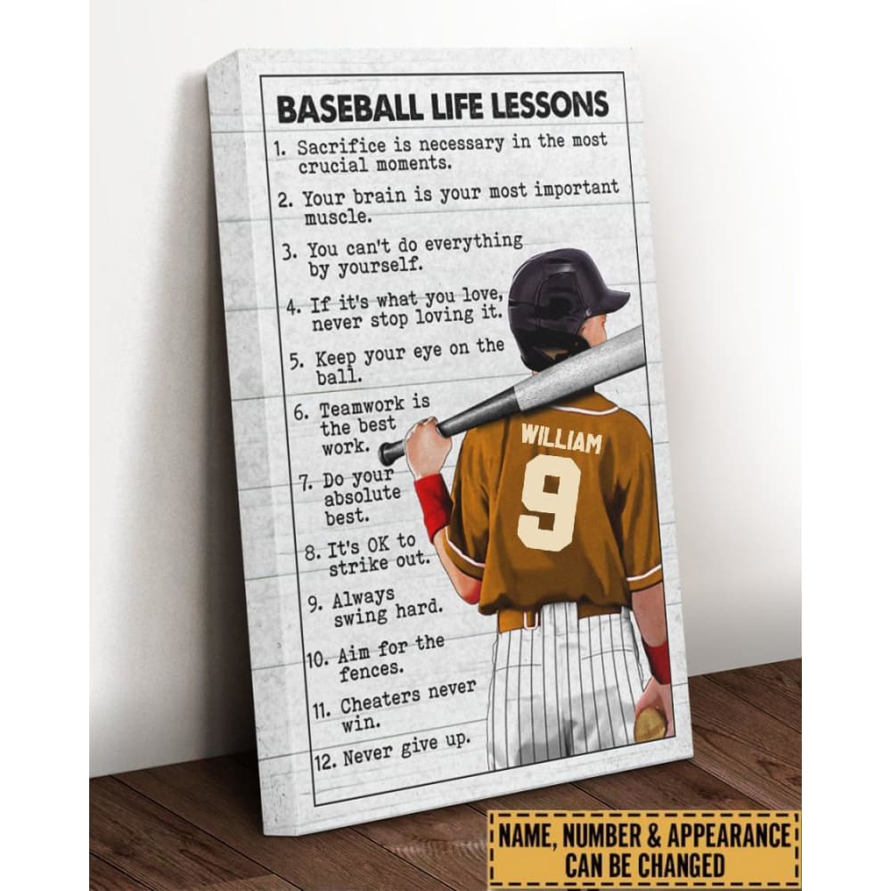 Custom Personalized Baseball Life Lessons Poster - gift for grandson, gift for son