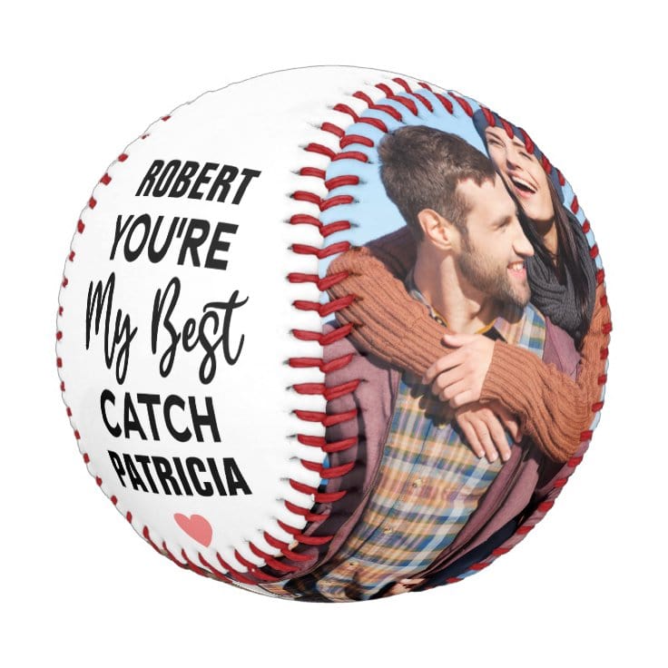 You're My Best Catch Custom Couples Names & Photo Baseball